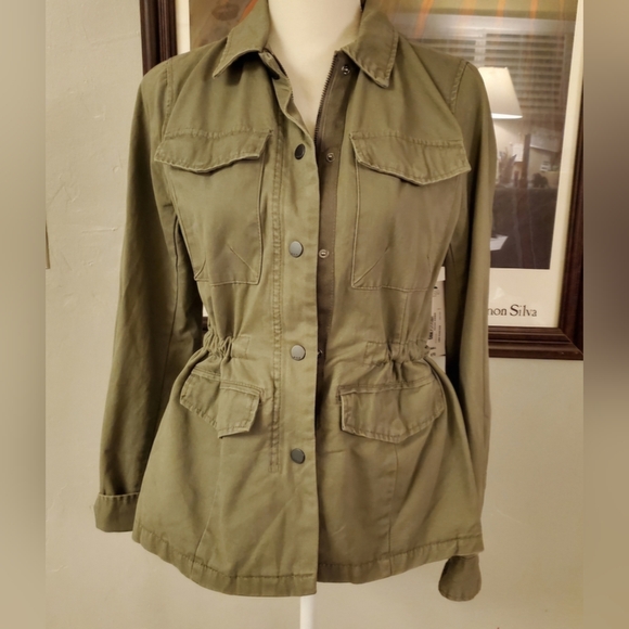 Army Green Cotton Utility Military Anorak Jacket - Picture 5 of 5